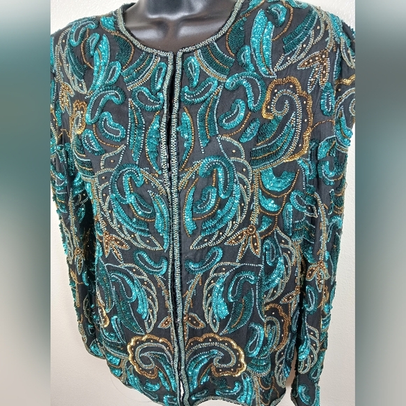 Scala Beaded Sparkly  Evening Jacket Size Small - Picture 4 of 8
